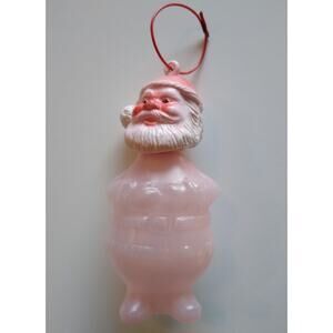 Santa Claus Christmas Candy Container Ornament Figure Hong Kong Vintage Plastic